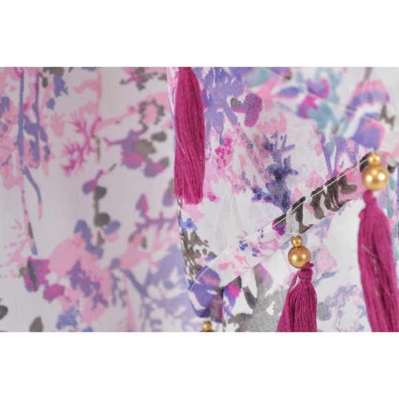 ELIZABETH GILLETT Floral Tassel Kimono Scarf Boho Cardigan One Size - Picture 5 of 6